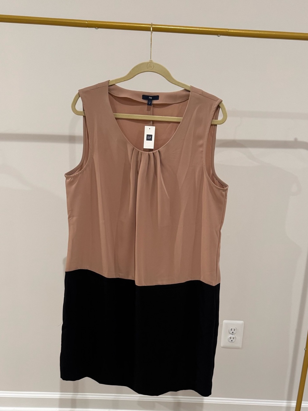 Gap Women's Size 18 Tan/Black Colorblock Scoop Neck Sleeveless Sheath NWT